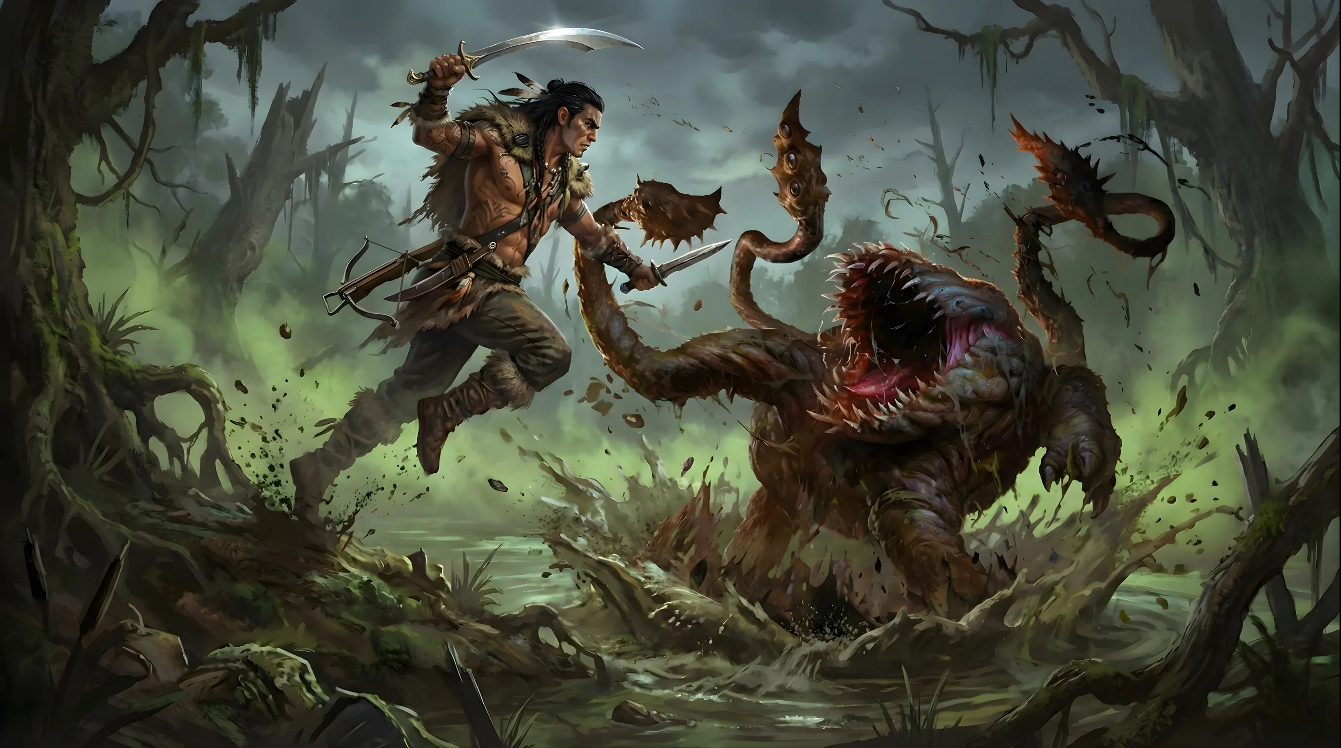 Ilustración épica de fantasía oscura